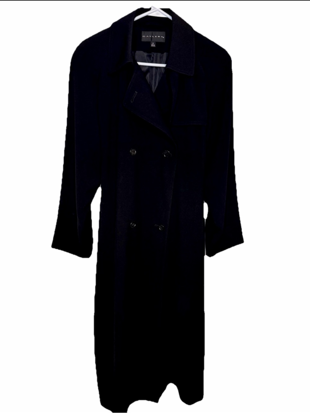 Vintage Gallery Duster Long Trench Coat Women’s Belted Coat Black size 6
